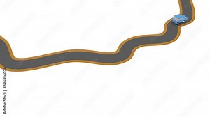 3D car trip on empty road able to loop endless 4k