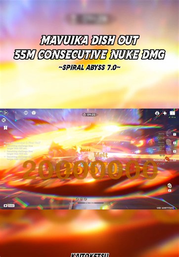 By far the best consecutive Mavuika abyss nuke showcase I can do before this abyss rotation end based off today’s buff card! Chamber 1 and 2 are at its peak and Chamber 3 still got the potential to hit much higher but impossible due to buff card rng. I highly doubt I can do a max consecutive nuke for this abyss within the next 4 days given the rng so I’m happy the buff card today are pretty much really good and align with one another! I didn’t bother doing second half of the nuke showcase becaus