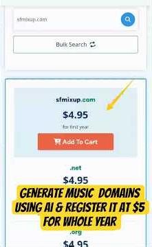 Generate Music Industry Domain Names & Register Under $6 (No App, No PC)