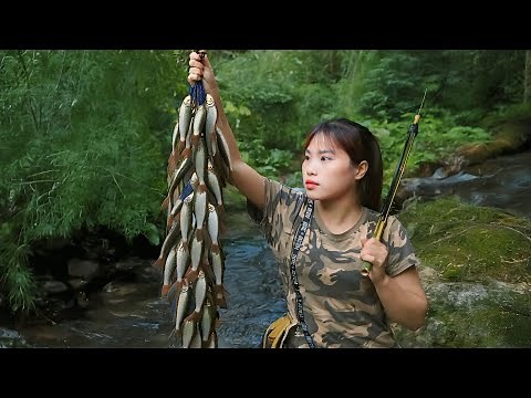 How to make a fish gun, catch stream fish, survival skills, wild survival alone