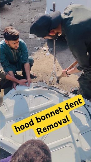 How to remove hood bonnet dent propley without painting damage #aliautoworkshop #paintremoval