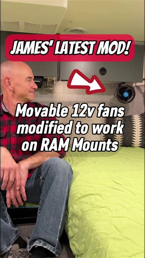 7.4K views · 82 reactions | Who else has battles over their RV’s temp?!  James’ latest RV mod hopes to fix that: He modified small his & hers fans so they’ll work on RAM mounts, and then he added more RAM mounts in our Winnebago EKKO. Find the list of products he used in the comments! | The Fit RV | Facebook