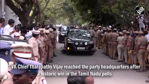 Thalapathy Vijay reaches TVK headquarters with CM-level security after historic TN polls’ win