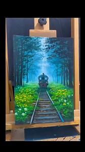 72K views · 2.3K reactions | Beautiful natural surroundings complement a picturesque railway view.️ . #nature #acrylicpainting #art #painting #fbreels | Jun Das | Facebook