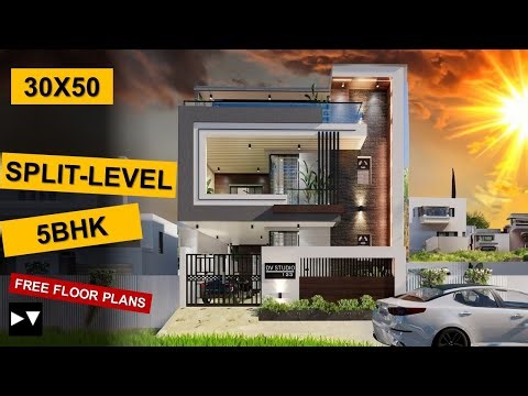 30x50 | 5 BHK SPLIT-LEVEL House plan | 165 Gaj | 1500 sqft | 30*50 house plan 3d || DV Studio