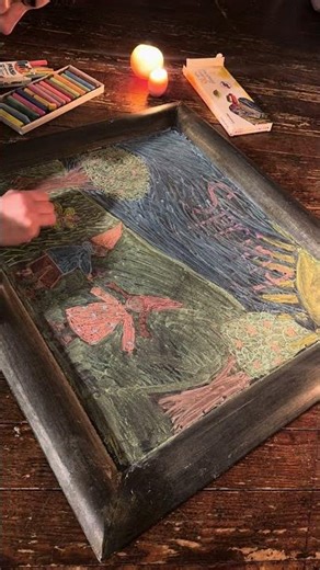 Whimsical Spring Chalkboard Art for my Toddler’s Room 🧚‍♂️ 🕯️ #chalkart #cozyhome #waldorfinspired