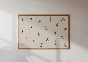 Tiny Male Sports Players Print | Retro Minimalist People Art Gift for Baseball Dad Grandpa Horizontal Office Wall Decor Matte Physical Print - Etsy