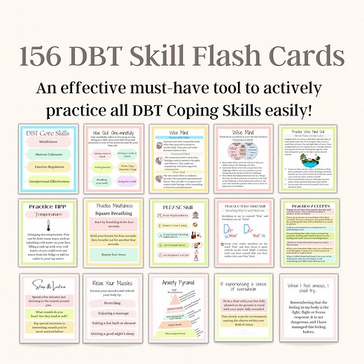 DBT Skills Cards, DBT Coping Skills Flash Cards, Anxiety Affirmation Cards, Anxiety Flash Cards, Therapy Tools, Life Coaching Tools - Etsy