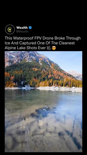 Wealth on Instagram: "The moment the drone bursts through the ice, it doesn’t just surface, it reveals a shot most cameras could never survive. 😳 ❄️ Breaking through frozen water from below means surviving pressure, freezing temperatures, and impact before the lens ever sees daylight. That transition, water to air in a split second, is where most electronics fail. Once airborne, the clarity of the shot comes down to engineering. High-speed stabilization, precise motor control, and a perfectly b