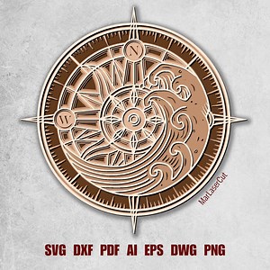 Layered Compass SVG Multilayer Compass Laser Cut File Svg Layered Nautical Svg Navy Laser Cut Ship Laser Dxf Cruise Decor Svg - Etsy