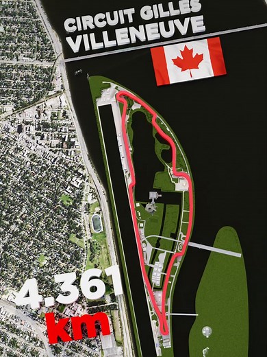 F1 Canada GP Circuit Must Knows! 🇨🇦 The Circuit Gilles Villeneuve, located on Notre Dame Island in Montreal, Canada, is a 4.361 kilometer long ribbon of asphalt that pushes the limits of Formula 1 machinery. Inaugurated in 1978, the track's meticulously maintained surface, constantly inspected to meet FIA standards, allows cars to reach speeds close to 300 kilometers per hour on long straights like the back straight. Originally named Circuit Ile Notre-Dame, it was renamed after Canadian racing