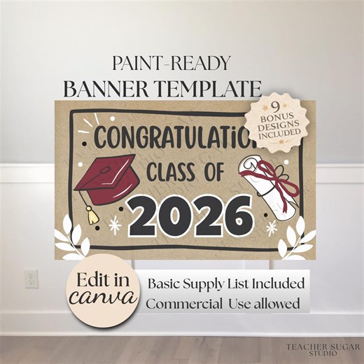 Graduation Banner Template, Class of 2026, Editable Canva Design (digital Download) - Etsy