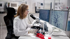 Research Lab Scientist Using Computer