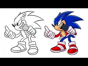 HOW TO DRAW SONIC RUSH | Friday Night Funkin (FNF) - Easy Step By Step Tutorial For Beginners