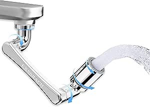 1440 Rotating Faucet Extender for Bathroom Sink, 2 Modes 1080 + 360 Swivel Aerator for Kitchen, Silver