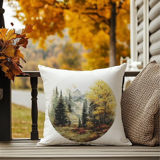 Nature Cross Stitch Pattern With Fall Trees, Counted, Landscape Cross Stitch Designs, Forest Embroidery Pattern PDF, Nature Inspired Gifts - Etsy
