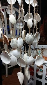 Seashell Windchime: 42 White, Grey and Orange Scallop Shells, Coastal Decor - Etsy