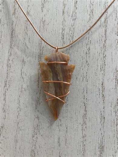 Arrowhead (jasper) Leather Necklace, Wrapped in Solid Copper, Genuine Leather Cording - Etsy