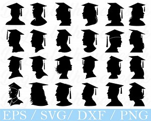 Graduation Head Profile Svg, Graduation Silhouette, Dxf, Png - Etsy UK