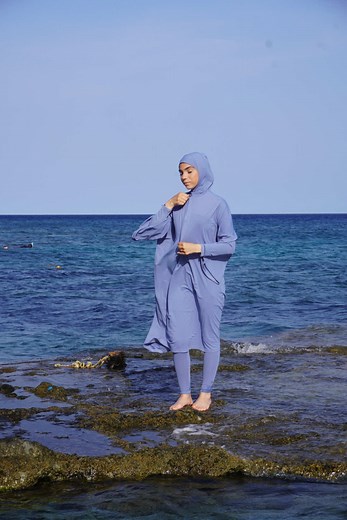 Embrace Modesty with Serenity Blue Swimwear