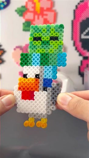 Chicken Jockey #perlerbeads #diycrafts #minecraft