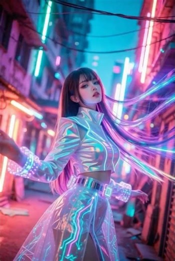 Spinning AI idol – 6 seconds of neon magic