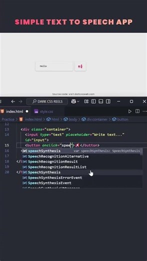 Simple text to speech input #tech #codingtips #codingtutorial #coding #programming #code #codingblog