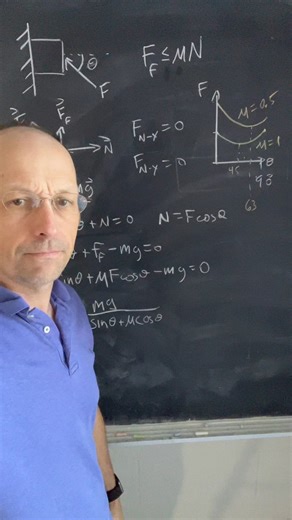 #physicsquestion best angle to push a block against a wall. #physics #physicsteacher #forces #friction #vectors | Rhett Allain | Facebook