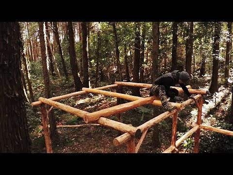 Build a cabin in the forest by yourself #4 [Hang a beam]