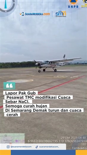Pemprov Jateng bersama BNPB telah melakukan modifikasi cuaca. Modifikasi cuaca ini menggunakan pesawat Cessna Caravan 675 dengan menaburkan Natrium Klorida (NaCl) untuk memodifikasi cuaca menjadi cerah atau setidaknya mengurangi intensitas curah hujan. Hasil modifikasi cuaca ini sangat dinantikan oleh warga terdampak banjir di Kota Semarang, kabupaten Demak, Kendal hingga Pati. Lantaran dalam beberapa hari terakhir curah hujan tinggi. Sekali berangkat, setidaknya ada 4 kru yang berada di pesawat