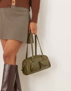 ASOS DESIGN multi pocket bowler bag in olive | ASOS