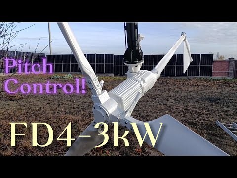 How the variable pitch wind turbine works? Checking on FD4-3kW example, live first launch!