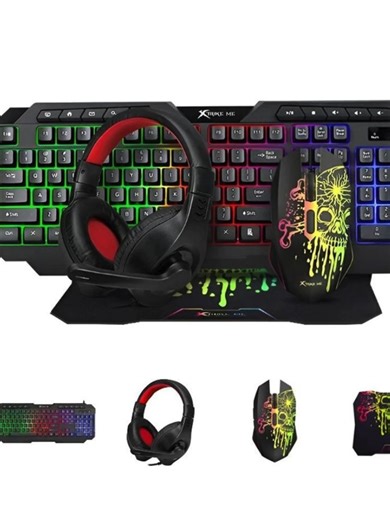 XTRIKE ME GAMING COMBO CMX-415 KEYBOARD: Keys: 114 Switch type: membrane Switch rating: 10 million keystrokes Key path: 3.8 ± 8.4 mm Operating force: 55 ± 7 g Backlighting: 3 colors Interface: USB 2.0 Cable length: 1.5 Size: 448x175x33mm MOUSE: Sensor: Optical DPI: 1200/1800/2400/3600/4800/8000 Switch rating: 3 million clicks Backlighting: 7 colors Interface: USB 2.0 Cable length: 1.5 Weight: 70 g Size: 131x71x41mm EARPHONES: Stereo sound Frequency response: 20 Hz - 20 kHz Speaker size: 40 Speak