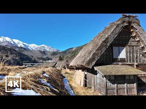[4K] Lost in Time: Walking through Old Japan's Snowy Village - Shirakawa-go ASMR Walk