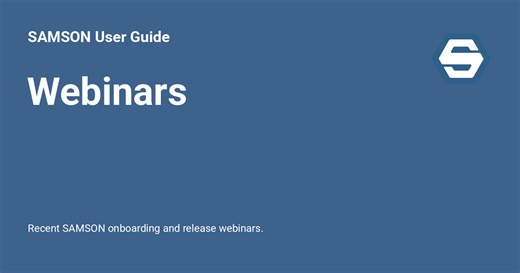 Webinars - SAMSON Documentation Center
