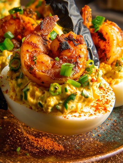 Cajun Shrimp Deviled Eggs What You’ll Need: 12 eggs ½ cup mayo 1 tsp Dijon mustard 1 tsp hot sauce .... Full Recipe in Coʍmеոτ 💬 | Just Like Grandma Made