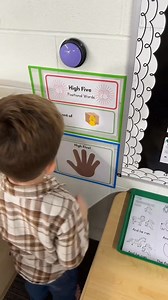 Hands-on, multisensory learning is what makes learning stick — and there’s so much research behind this. When kids see it, say it, hear it, and touch it, they activate more areas of the brain, which leads to stronger memory, better attention, and deeper understanding. I have two High Five spots in my room. One is for our letter of the week, and it stays up all week long. Students press it as they walk into school for a quick dose of sound–letter repetition. The other High Five spot matches one o