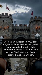 In 11th century England a division of language emerged after William the Conqueror and his Normans invaded the land. The nobility carried out royal and legal dealings in a refined French tongue while the common Anglo Saxons continued speaking an old Germanic language. Over nearly three centuries the two languages gradually blended as numerous French words found their way into everyday speech. This mixing paved the way for Middle English a richer and more flexible tongue. | The History Page