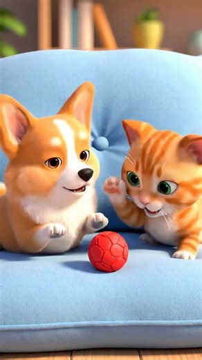 Corgi & Orange Cat Daily Playtime