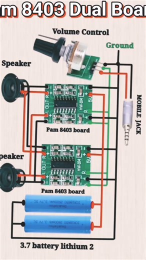pam 8403 dual board connection #amplifiercircuit #electronics #amplifier #shorts