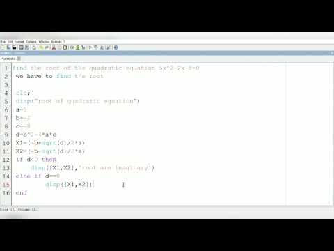 SCILAB: find the root of the quadratic equation 5 x^2-2x-8=0