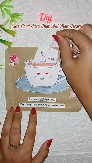 Mini pull tea cup card–easy & super cute DIY ✂️Would you gift this? #diy #craft #ytshorts