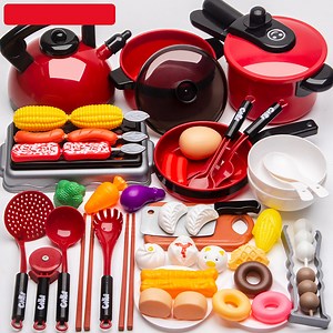 51pcs Kitchen Cooking Toy Set Kids Pretend Play Toy Simulation Kitchen Utensils Food Cookware Pot Pan