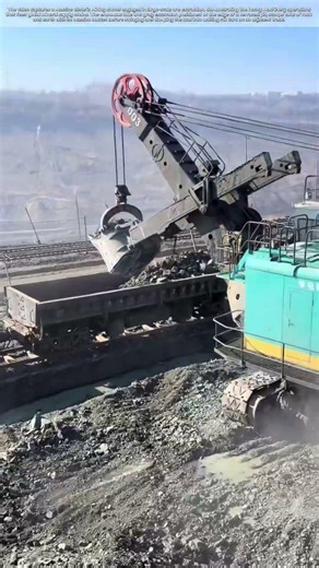 Open-Pit Extraction: A Power Shovel Loading Ore into Rail Cars