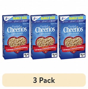 (3 pack) Frosted Cheerios, Heart Healthy Cereal, Family Size, 18.4 oz
