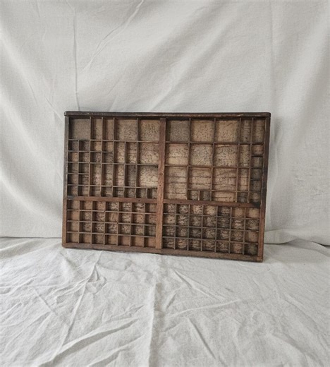 Antique Wooden Printer’s Tray | Vintage Letterpress Drawer | Rustic Wall Display | Curio Shelf | Early 20th Century - Etsy