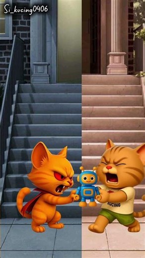 Fighting over a toy robot #shortvideo #funny #cat