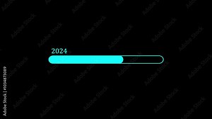 HUD progress loading bar2024 to 2025. Digital loading bar icon animation .4k video resolution. Connection Loading bar 2024 to 2025 animation. Loading Transfer 0-100%in alpha channel.