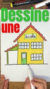 Dessine une jolie école 🏠🏠🏠 #dessinfacile #école #enfants