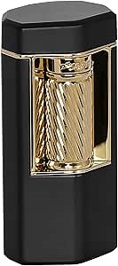 Xikar Meridian Triple Soft Flame Cigar Lighter, Powerful, Elegant, Innovative, Reliable Flint Ignition, Large Easy-to-Use Roller Bar, EZ-View Fuel Window, High Altitude Performance, Black & Gold